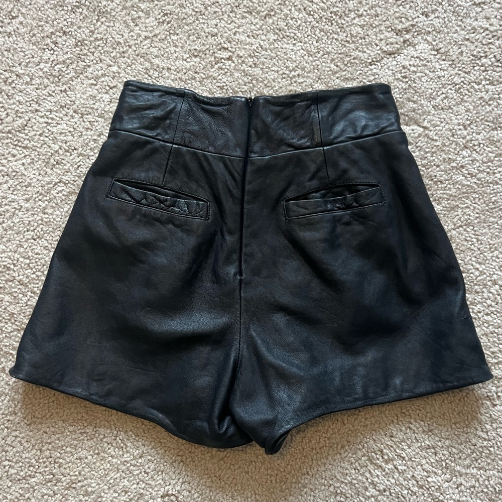 French Connection Black Leather Shorts Size 2 - Picture 2 of 6